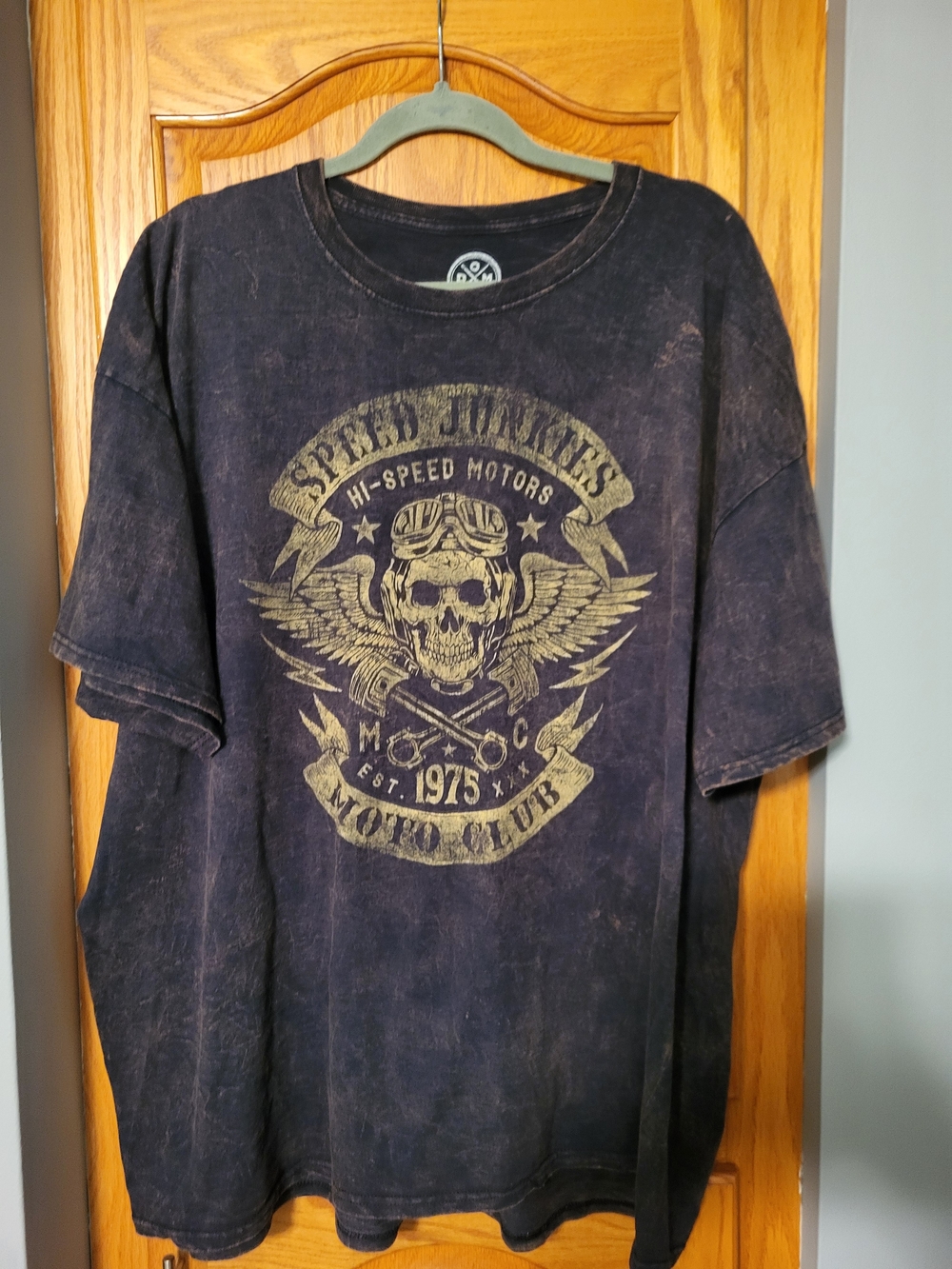 DOM Speed Junkies Moto Club Biker Skull Mens Size 3XL Black Tee Grunge Motorcycl